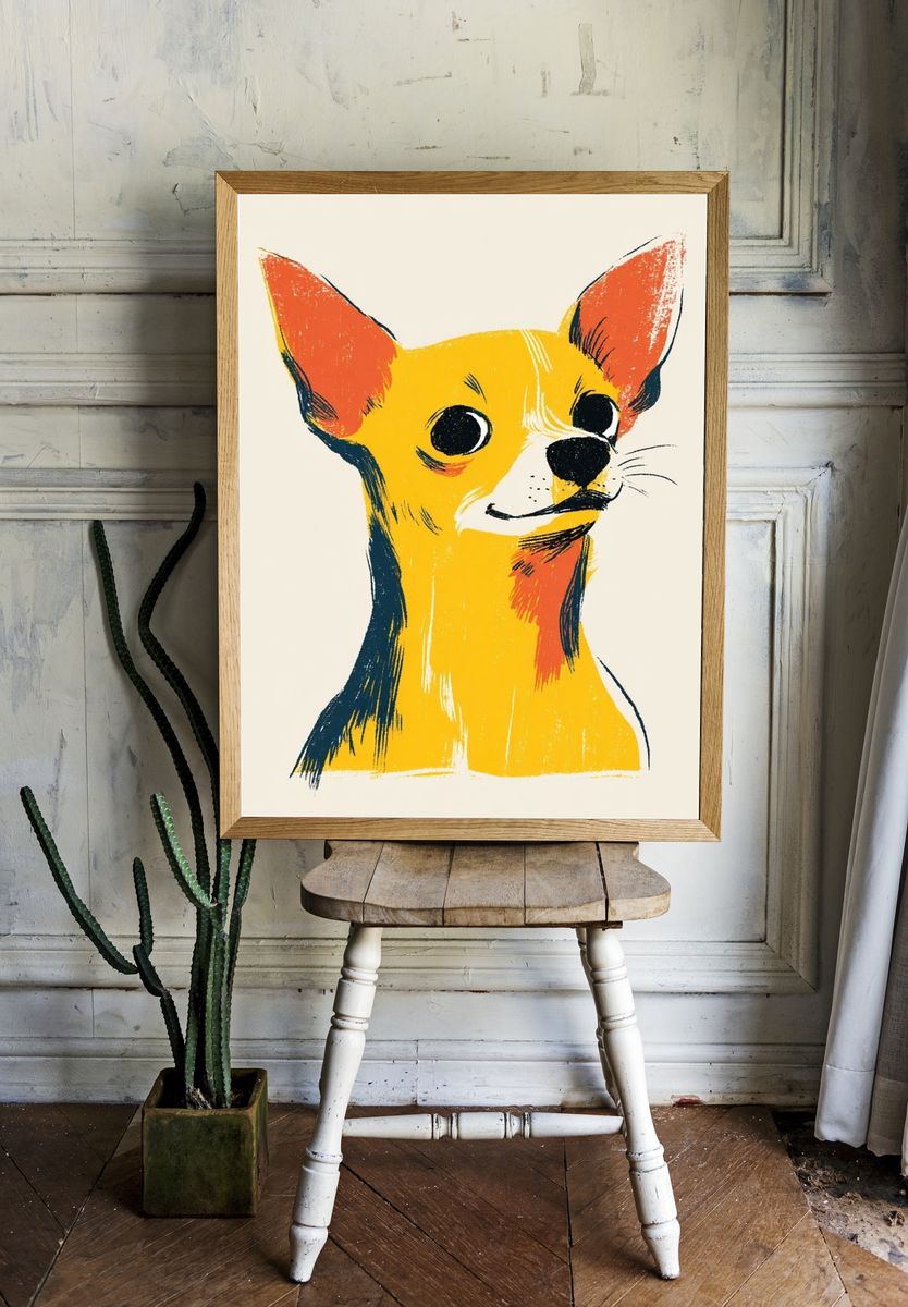 Chihuahua Portrait Illustration Poster. — room view 1