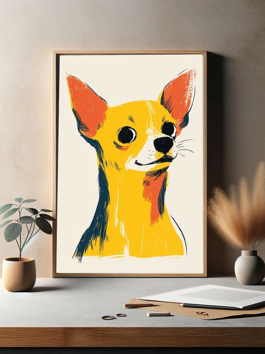 Chihuahua Portrait Illustration Poster. — room view 2