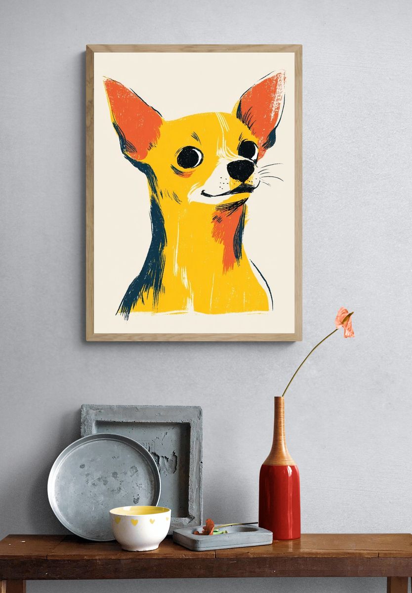Chihuahua Portrait Illustration Poster. — room view 3