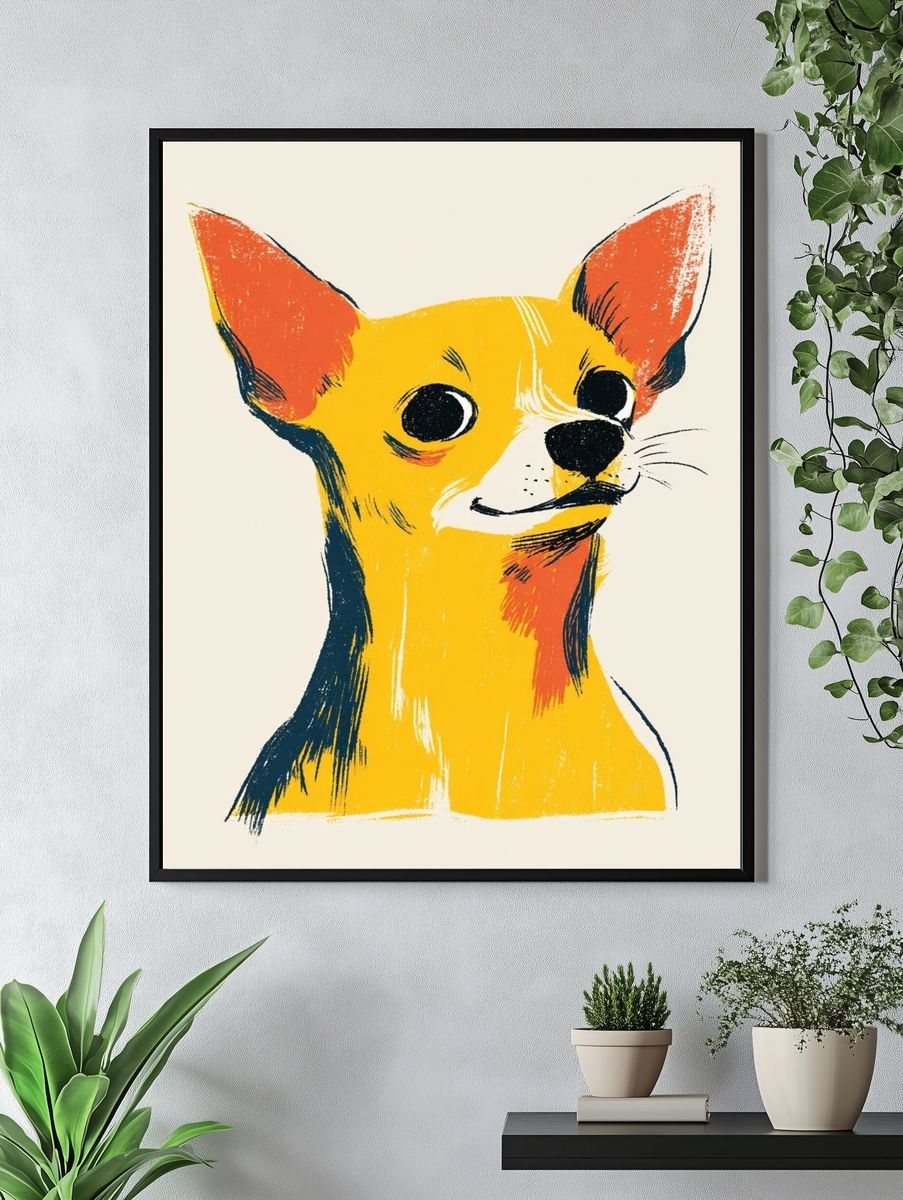 Chihuahua Portrait Illustration Poster. — room view 4