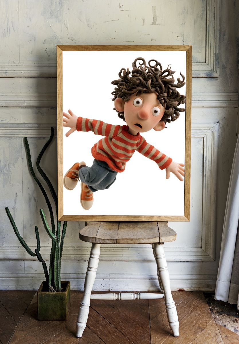 Curious Clay Boy Illustration Poster. room preview
