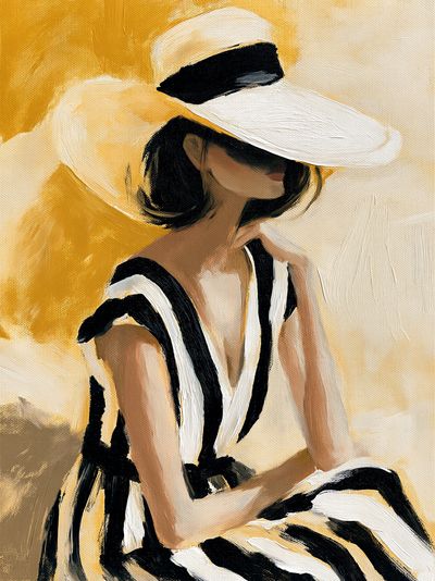 Sun Hat Portrait Illustration Poster.