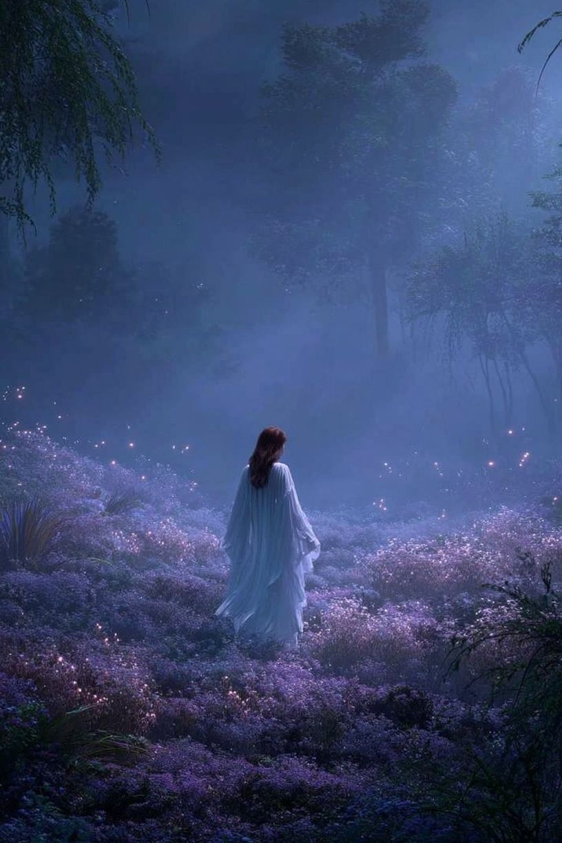 Moonlit Forest Figure Illustration Poster. poster — illustration art