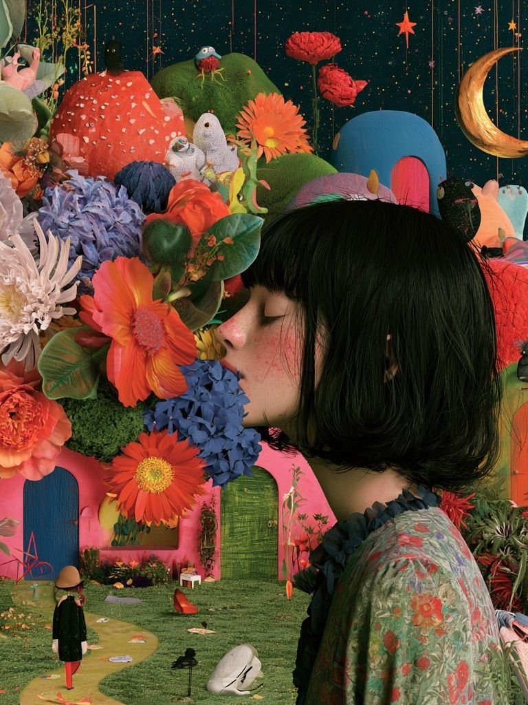 Surreal Floral Dreamscape Poster. poster — illustration art