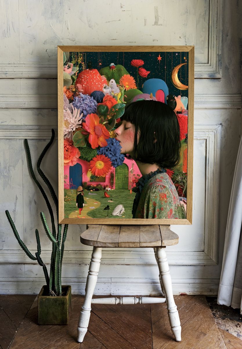 Surreal Floral Dreamscape Poster. — room view 1