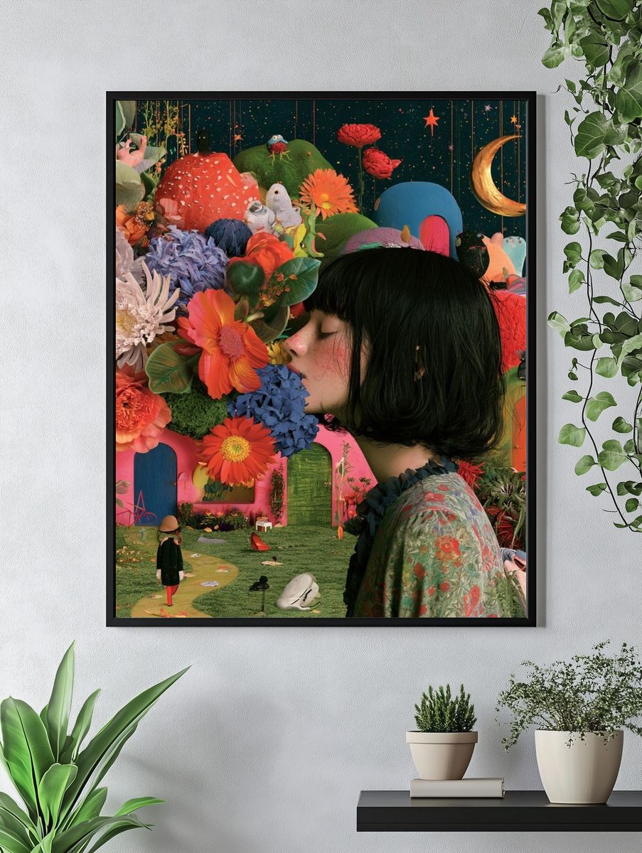 Surreal Floral Dreamscape Poster. — room view 4