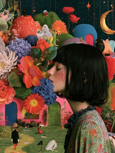 Surreal Floral Dreamscape Poster. poster