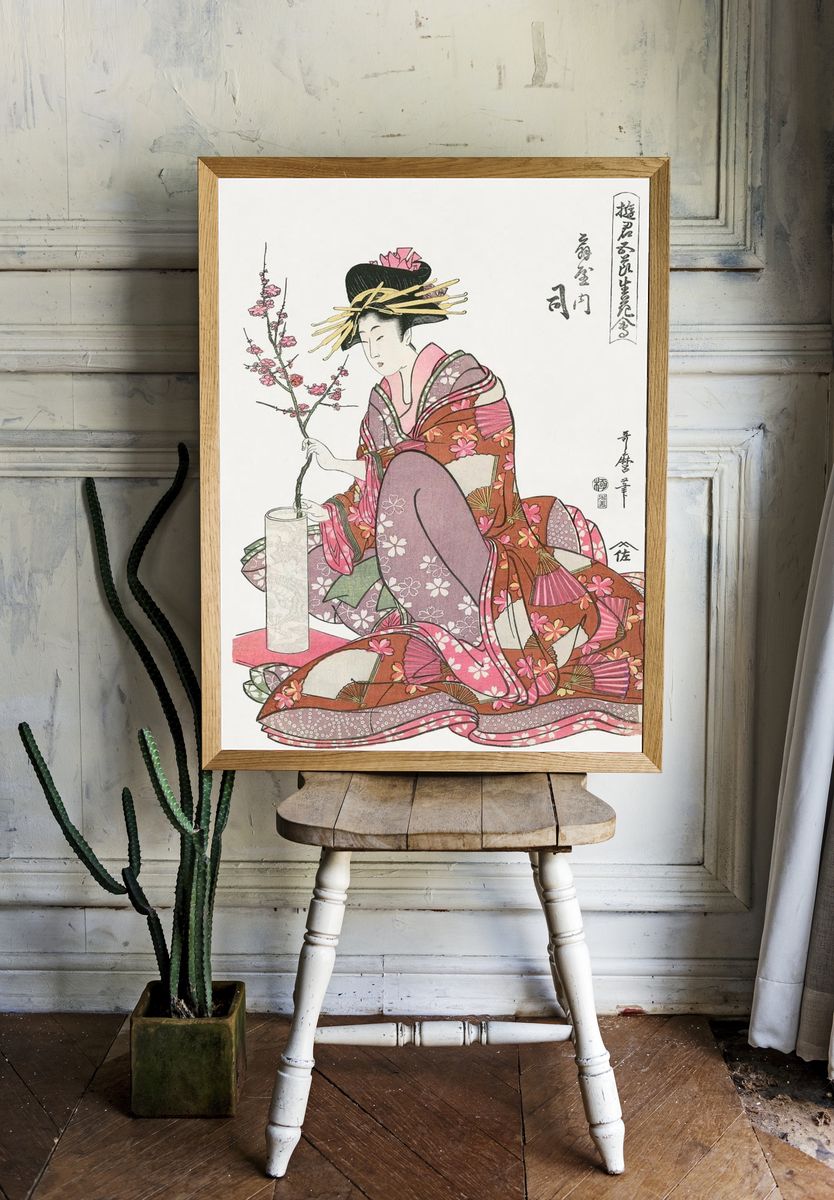 Japanese Geisha Blossom Print. — room view 1
