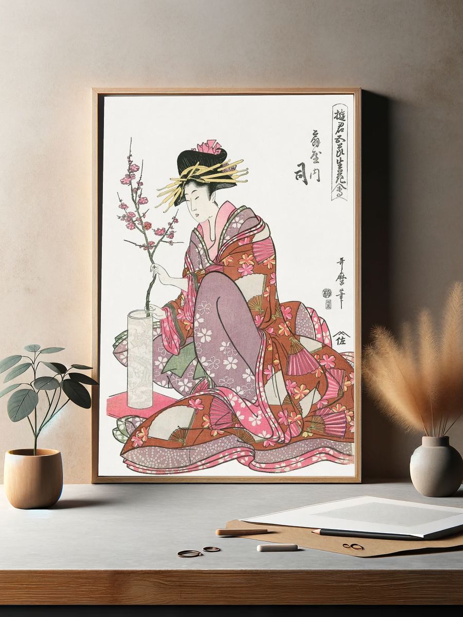 Japanese Geisha Blossom Print. — room view 2