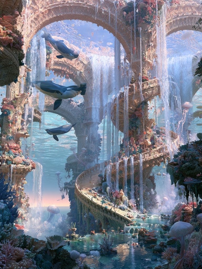 Underwater Coral Palace Fantasy Print. poster detail