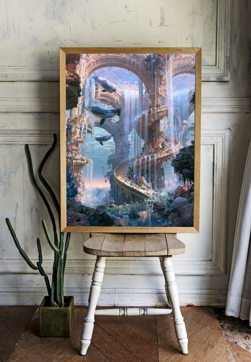 Underwater Coral Palace Fantasy Print. — room view 1