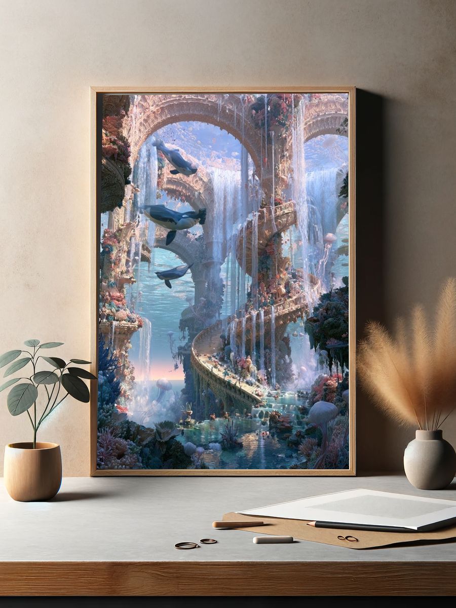 Underwater Coral Palace Fantasy Print. — room view 2