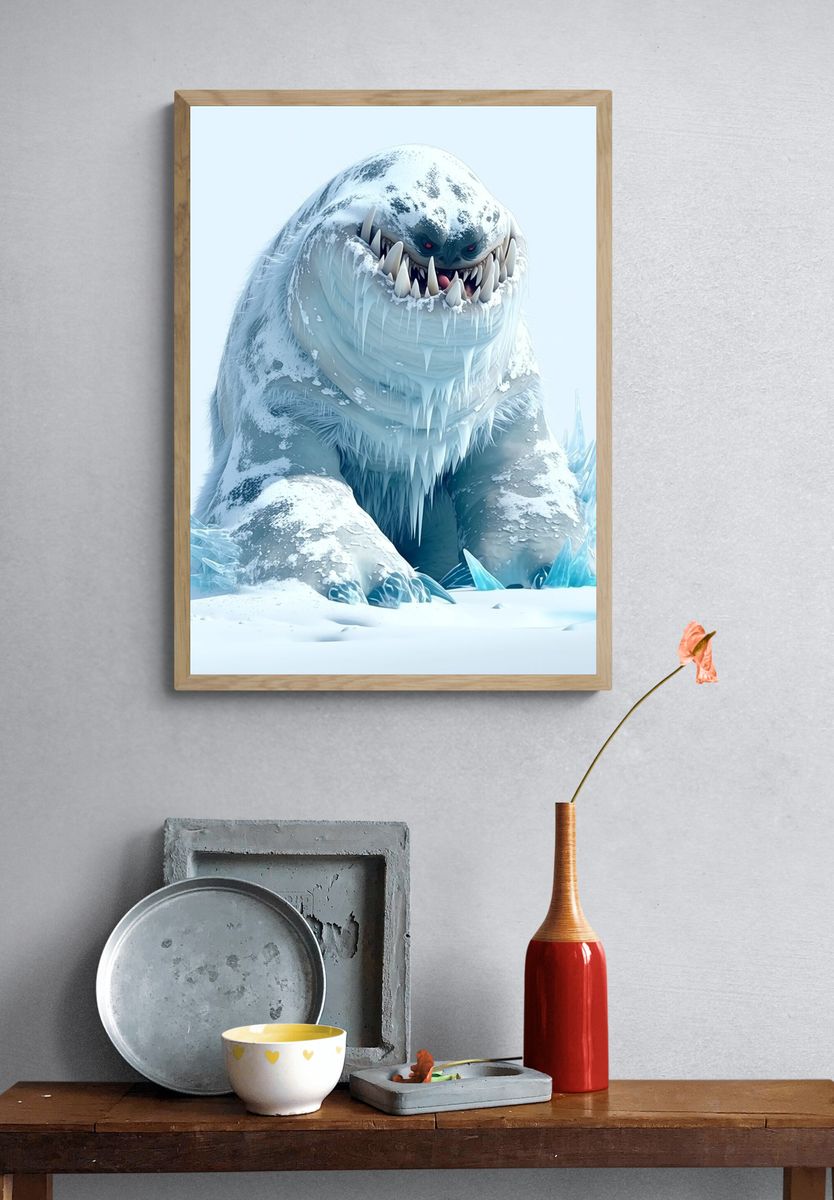 Ice Monster Illustration Poster. — room view 3