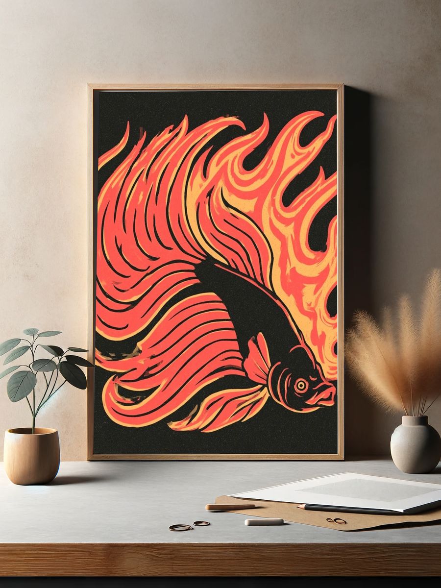 Cute Dino Bucket Hat Illustration Poster. — room view 2