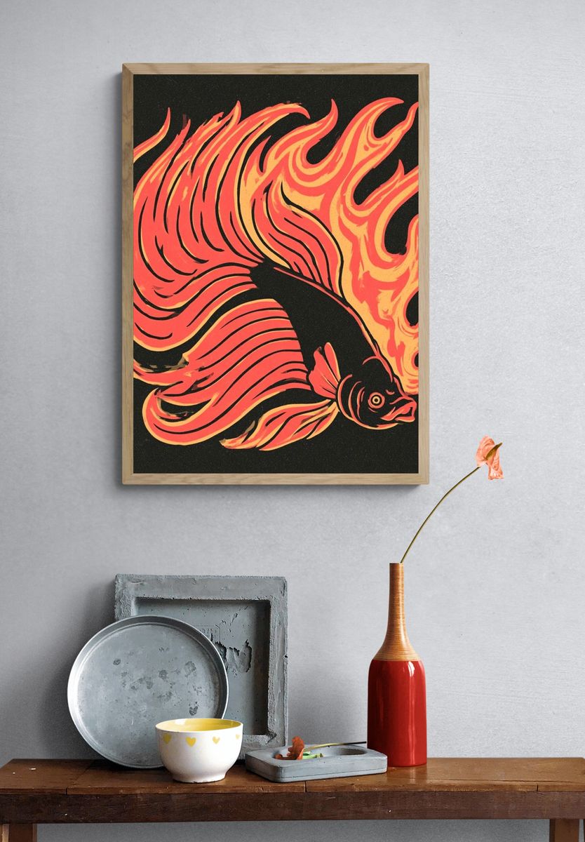 Cute Dino Bucket Hat Illustration Poster. — room view 3