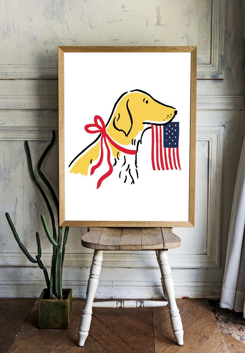 Patriotic Dog Illustration Poster. room preview