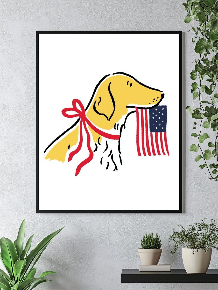 Patriotic Dog Illustration Poster. — room view 4