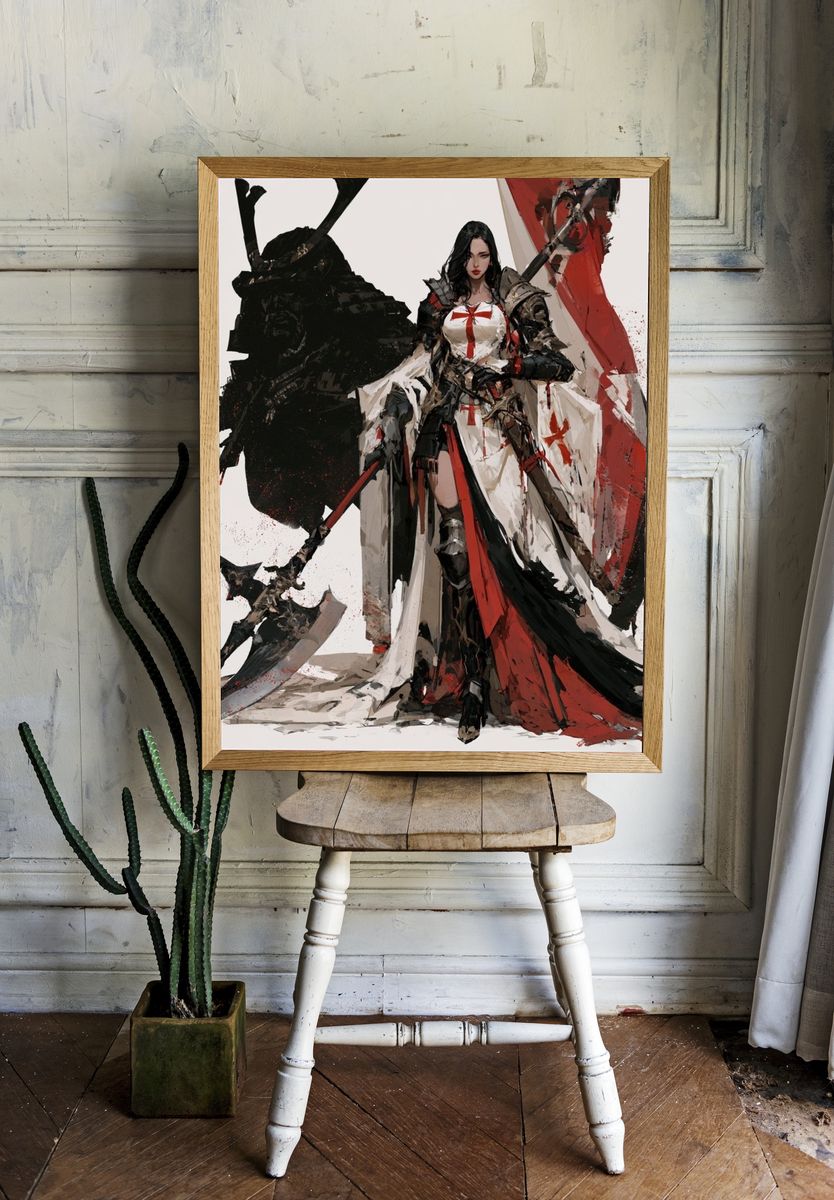 Dark Fantasy Warrior Illustration Poster. — room view 1