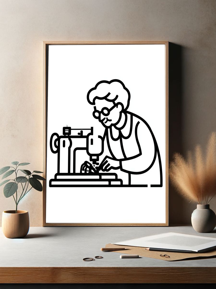 Masked Suit Figure Illustration Poster. — room view 2