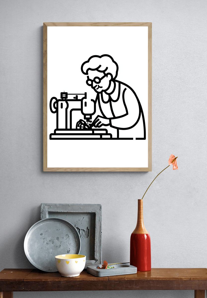 Masked Suit Figure Illustration Poster. — room view 3