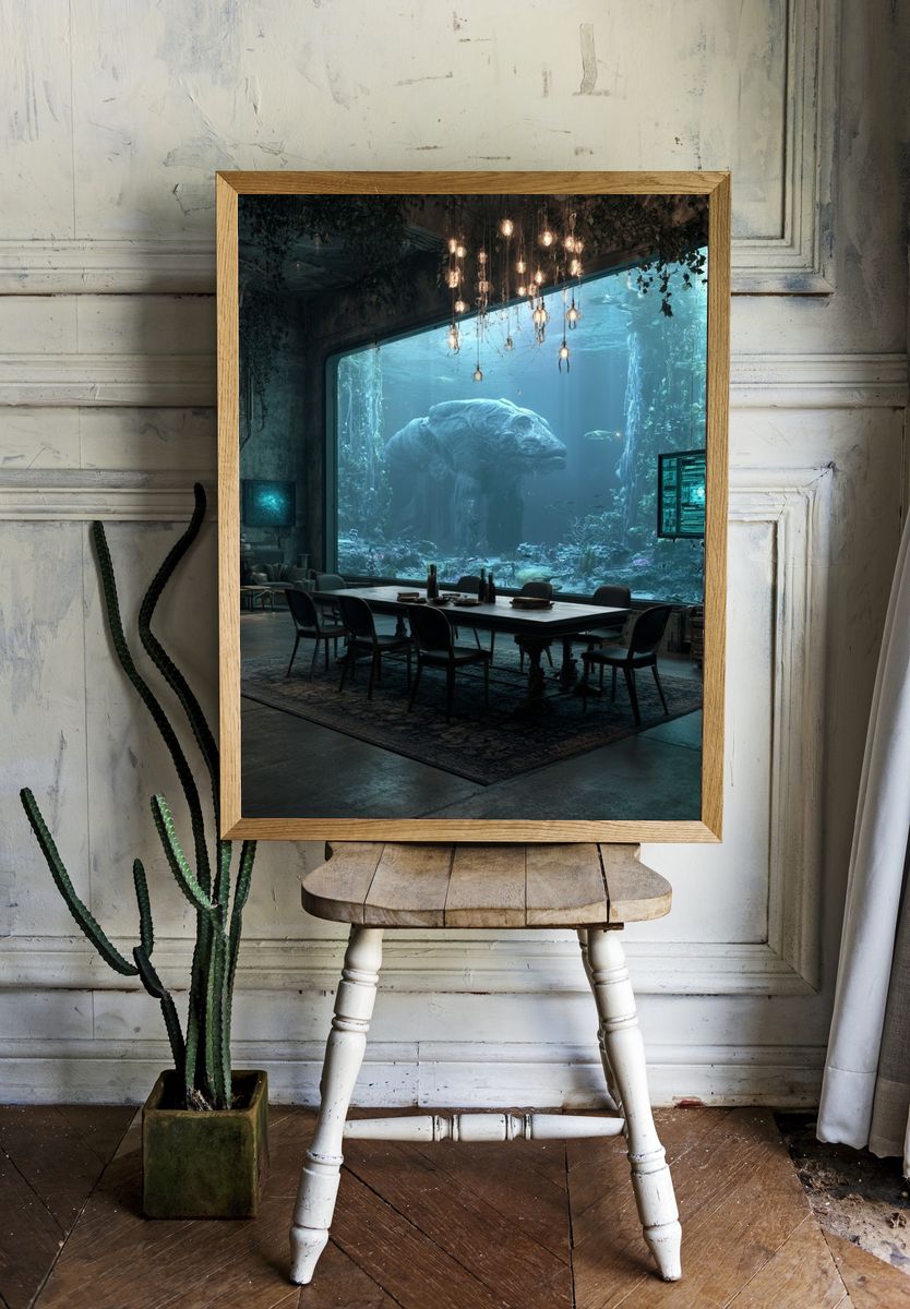 Underwater Dining Room Surrealism Print. — room view 1