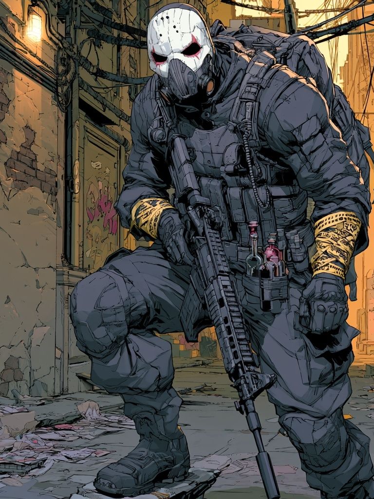 Masked Tactical Soldier Digital Art Poster. poster detail