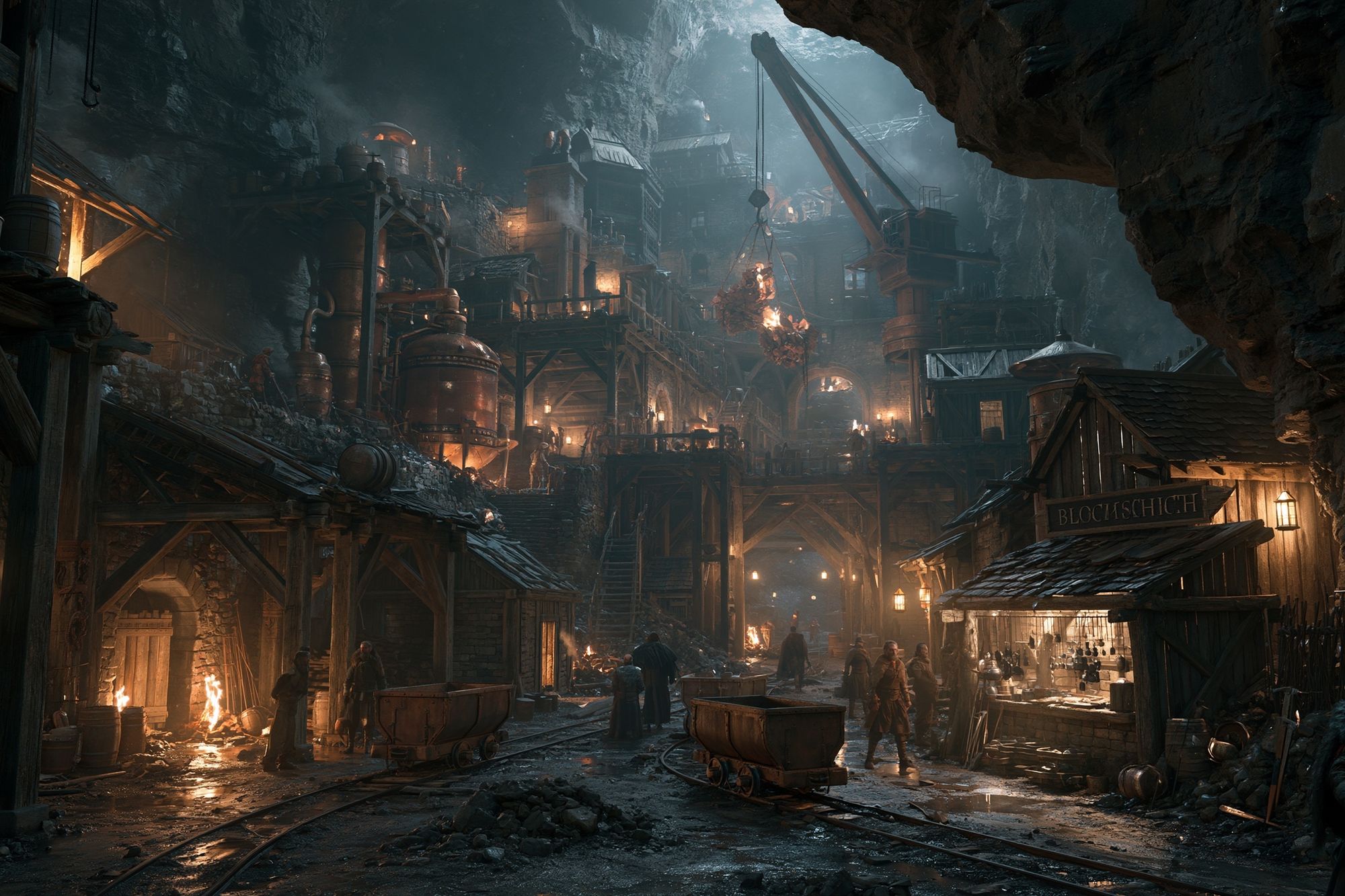 Underground Dwarf Mine Fantasy Print. poster — illustration art