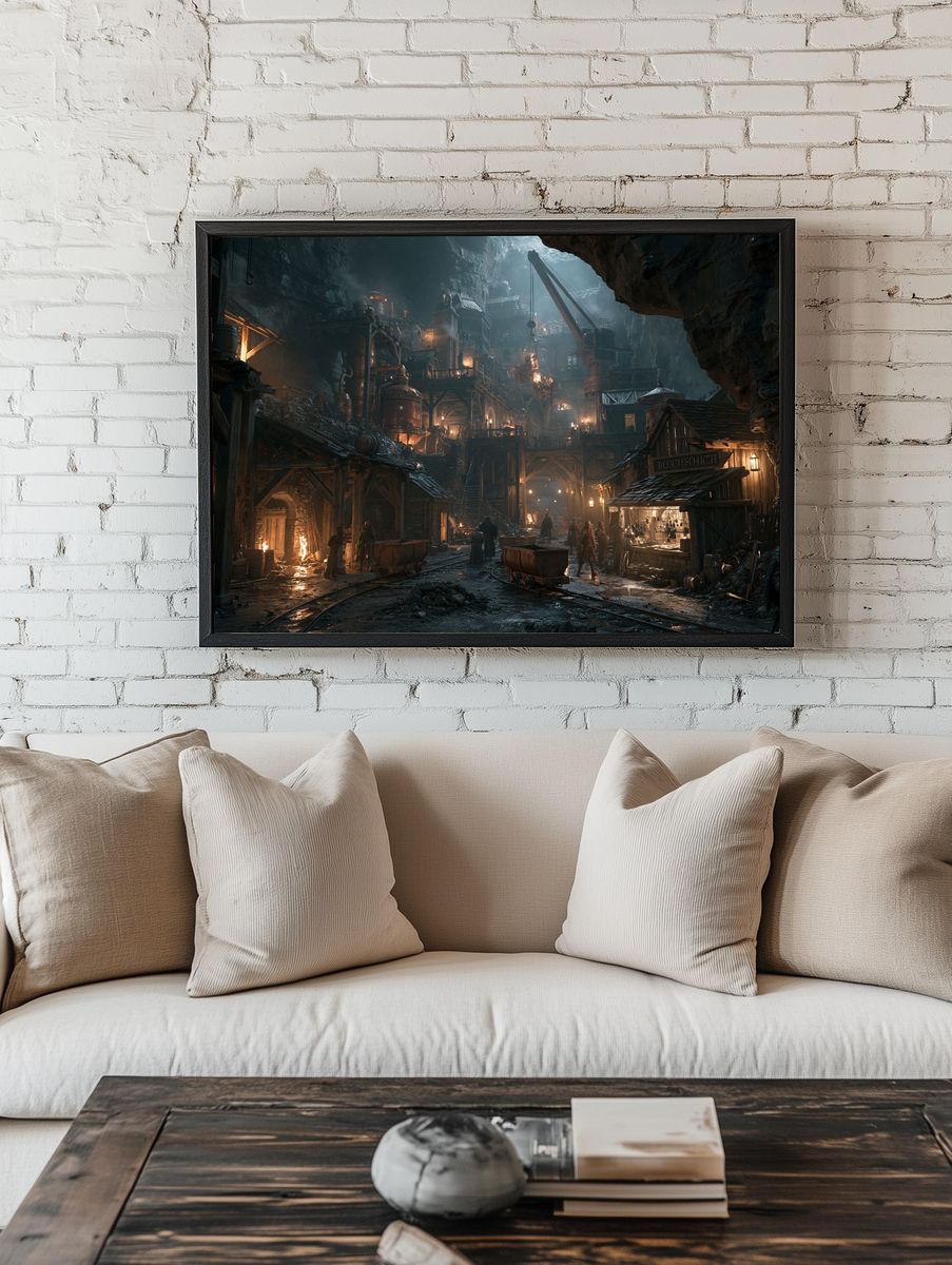 Underground Dwarf Mine Fantasy Print. room preview