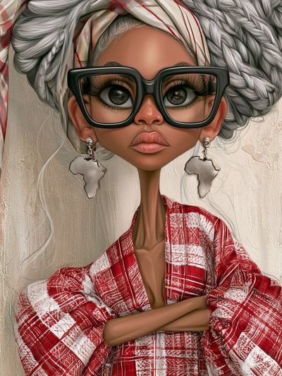 Stylish African Portrait Illustration Poster.