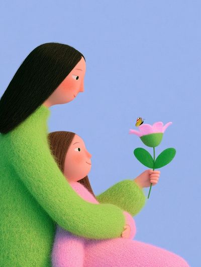 Mother and Child Flower Poster. poster