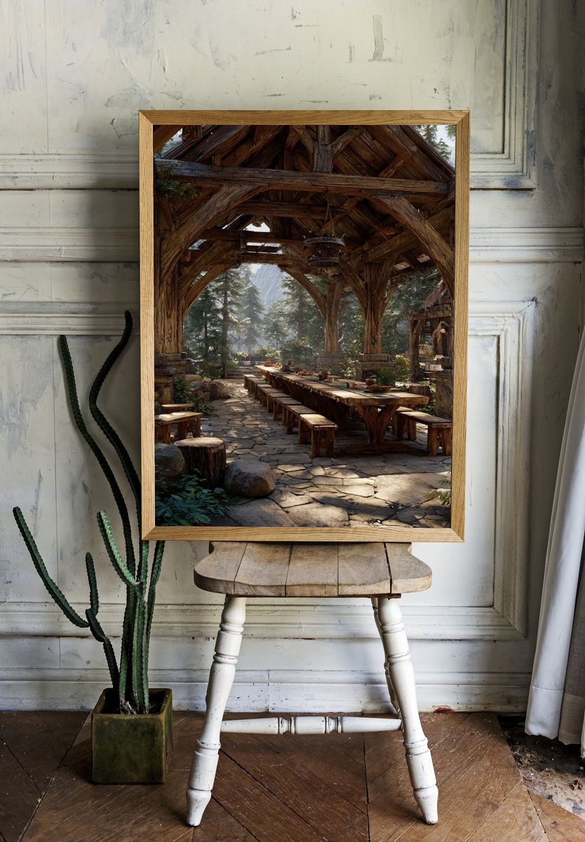Forest Lodge Interior Illustration Poster. — room view 1
