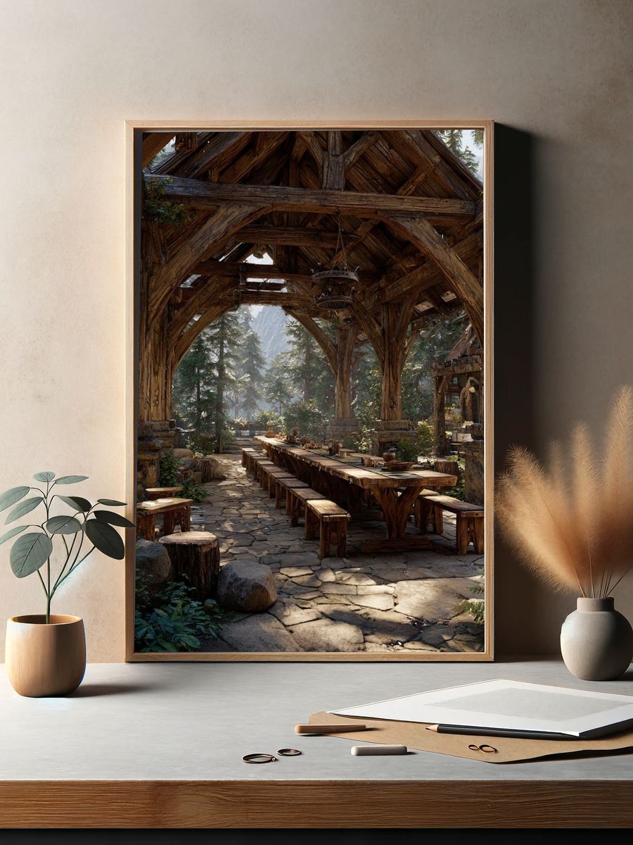 Forest Lodge Interior Illustration Poster. — room view 2