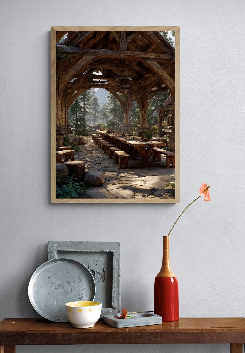 Forest Lodge Interior Illustration Poster. — room view 3