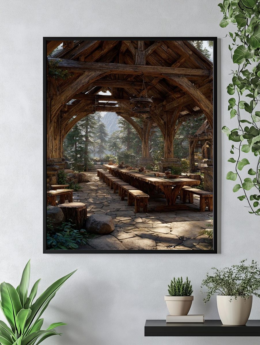 Forest Lodge Interior Illustration Poster. — room view 4