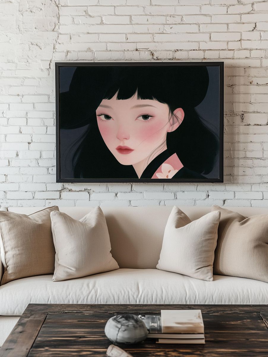 Serene Geisha Portrait Print. — room view 1