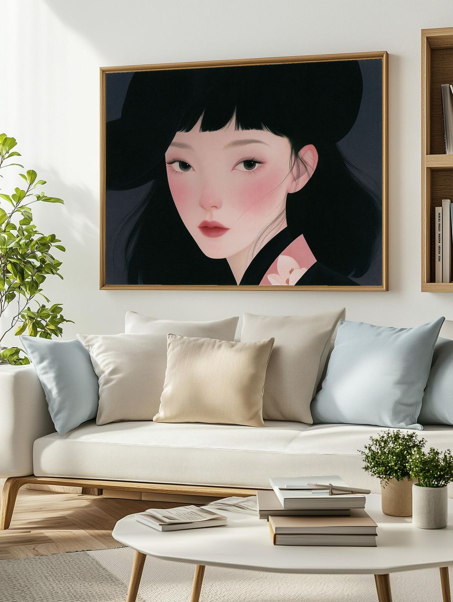 Serene Geisha Portrait Print. — room view 2