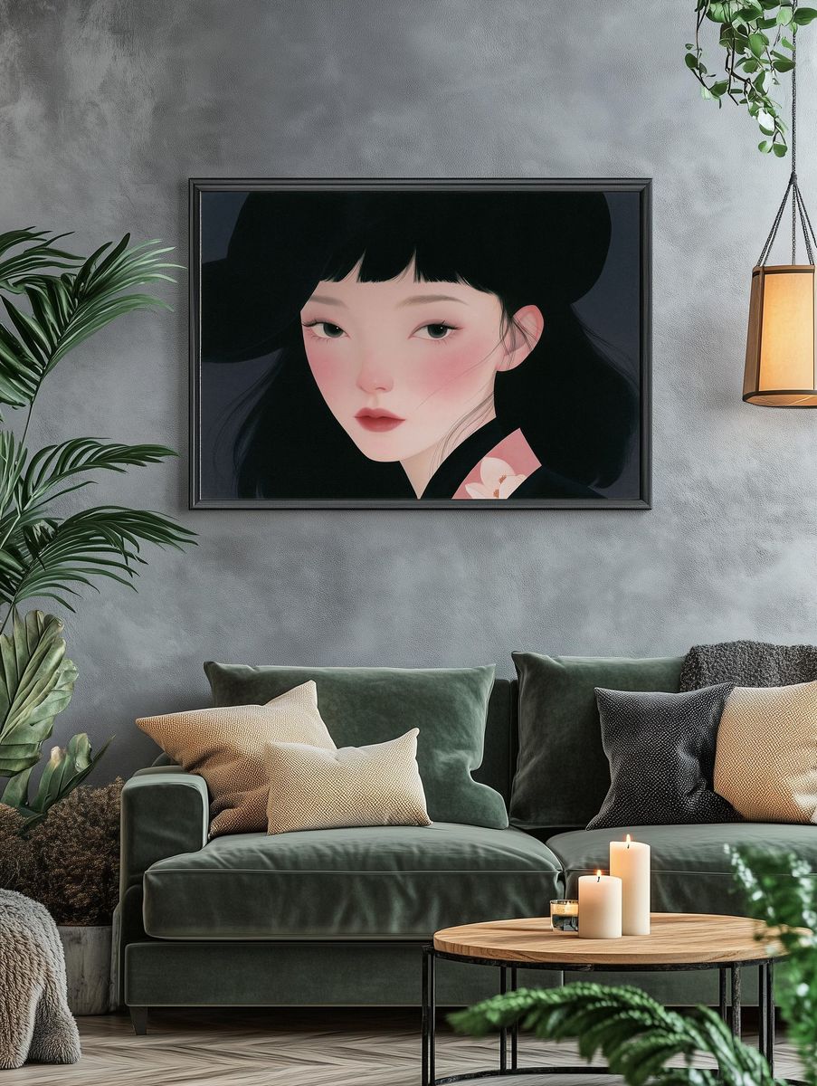 Serene Geisha Portrait Print. — room view 4