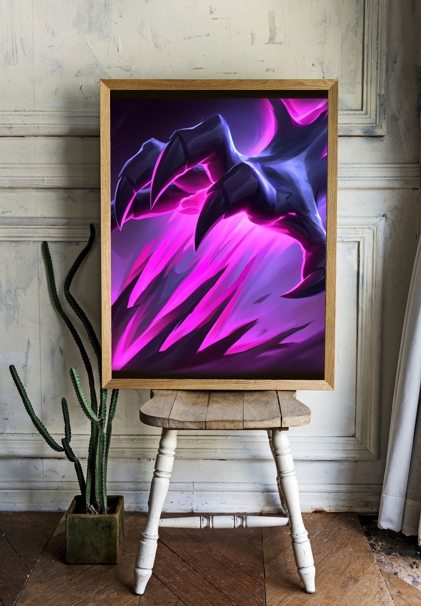 Neon Claw Strike Illustration Poster. room preview
