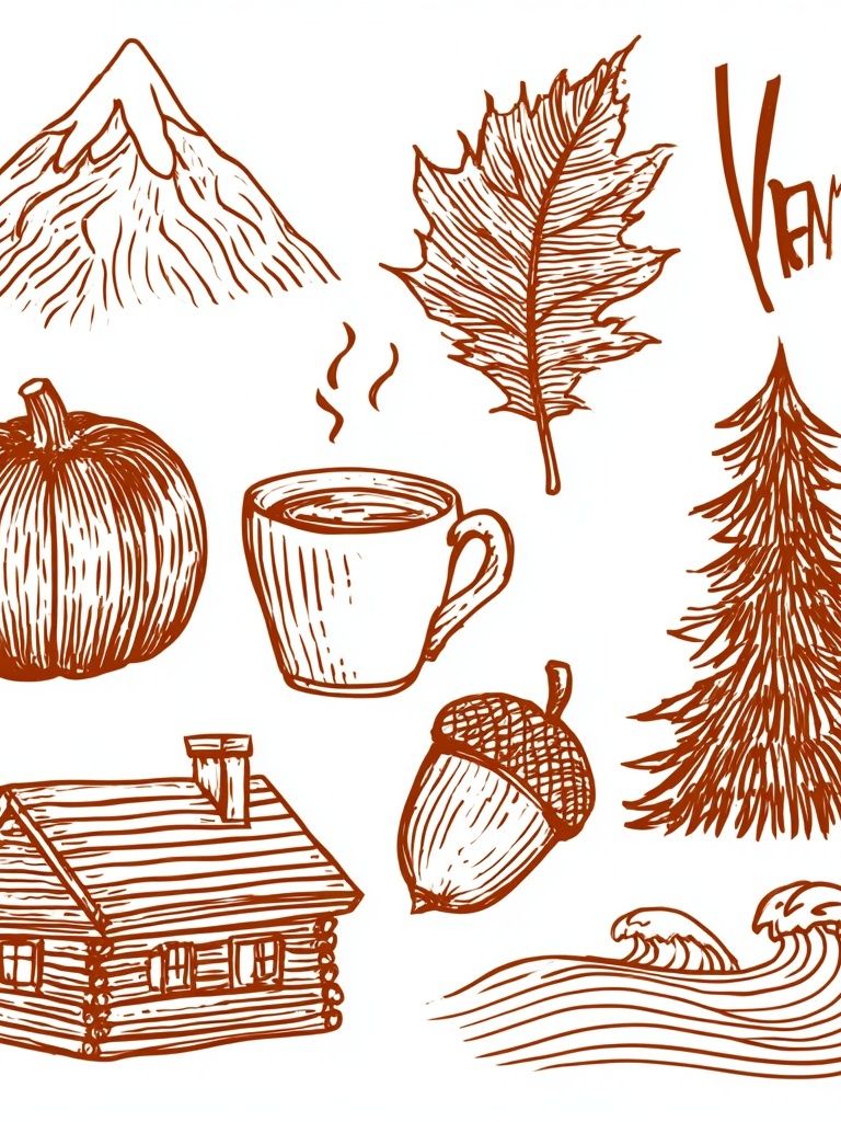 Autumn Cabin Sketch Poster. poster detail
