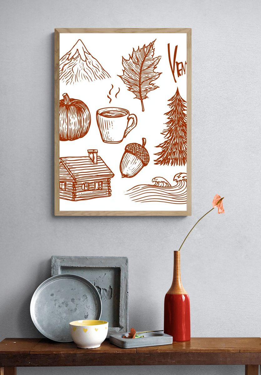 Autumn Cabin Sketch Poster. — room view 3