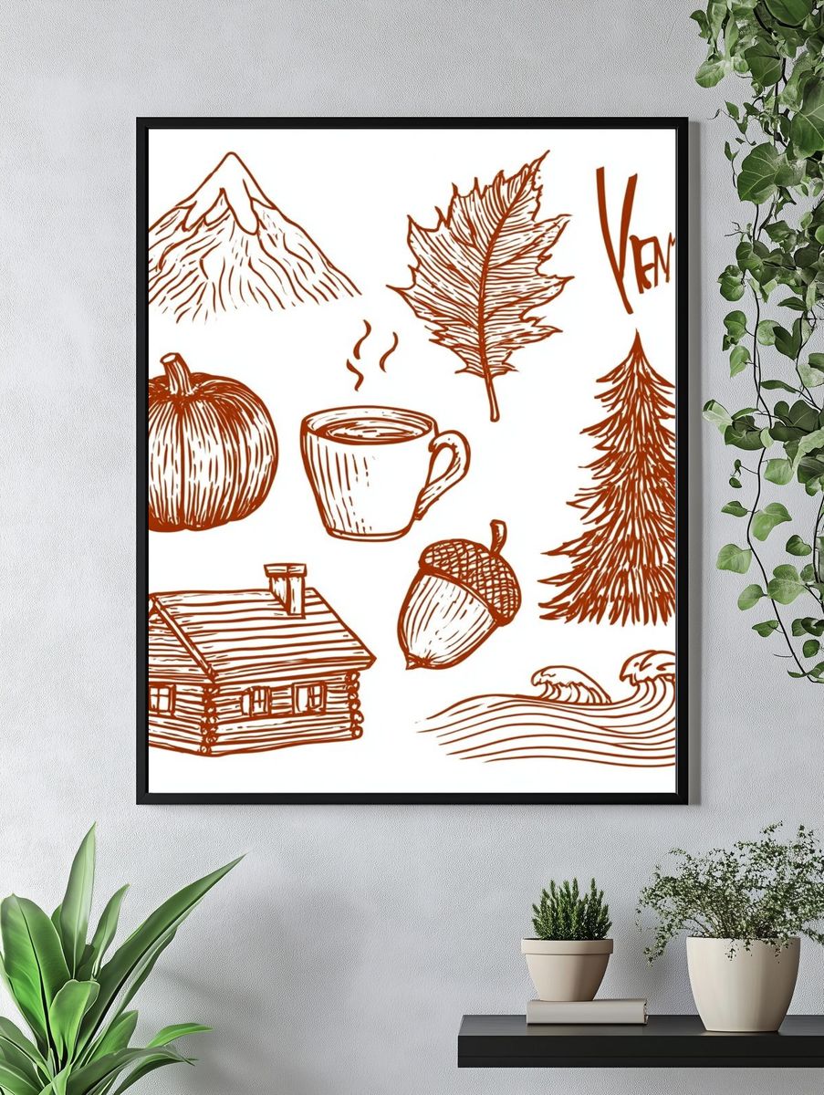 Autumn Cabin Sketch Poster. — room view 4