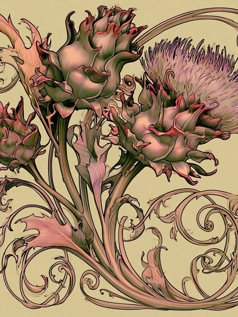 Art Nouveau Floral Illustration Poster. poster detail
