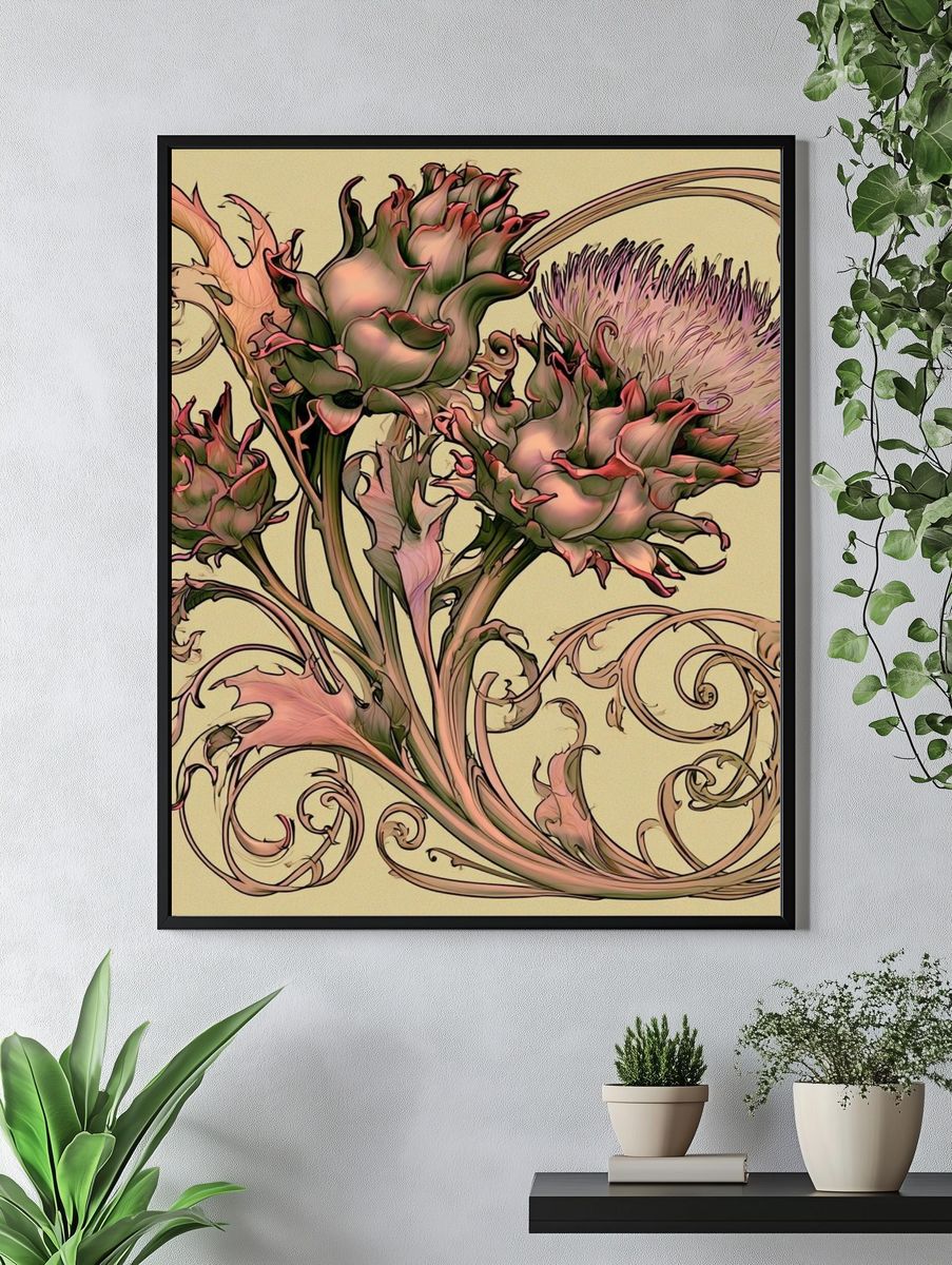 Art Nouveau Floral Illustration Poster. — room view 4