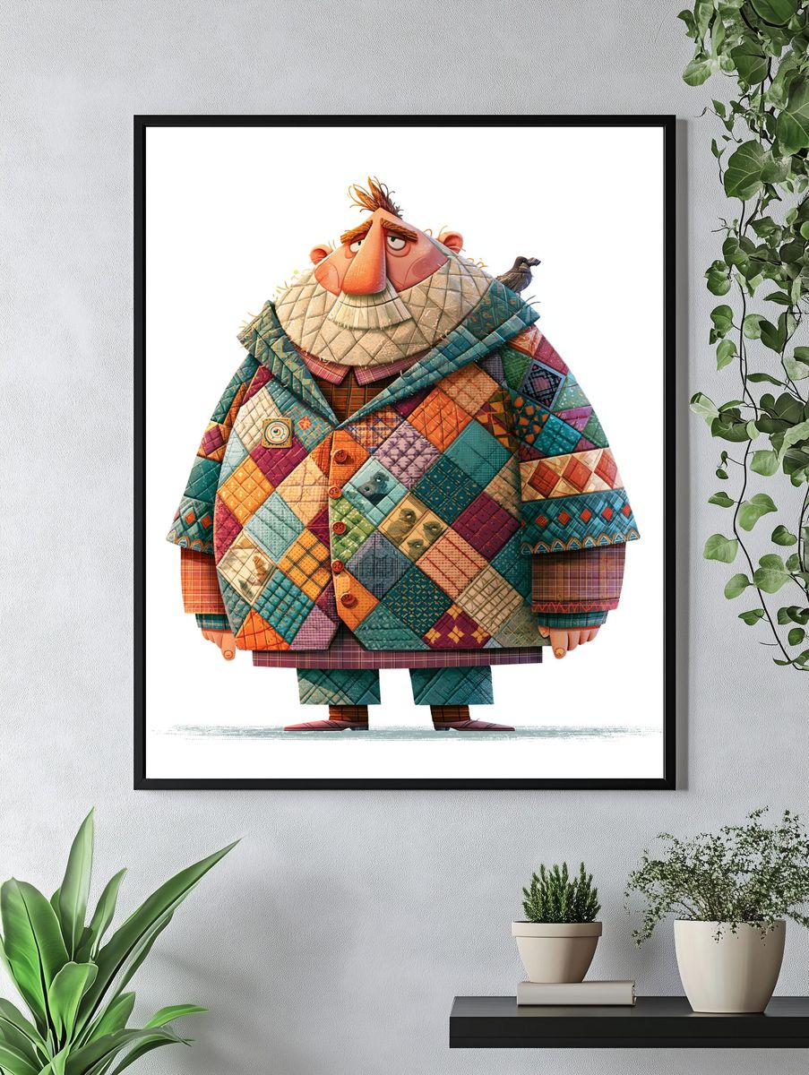 Patchwork Man Illustration Poster. — room view 4