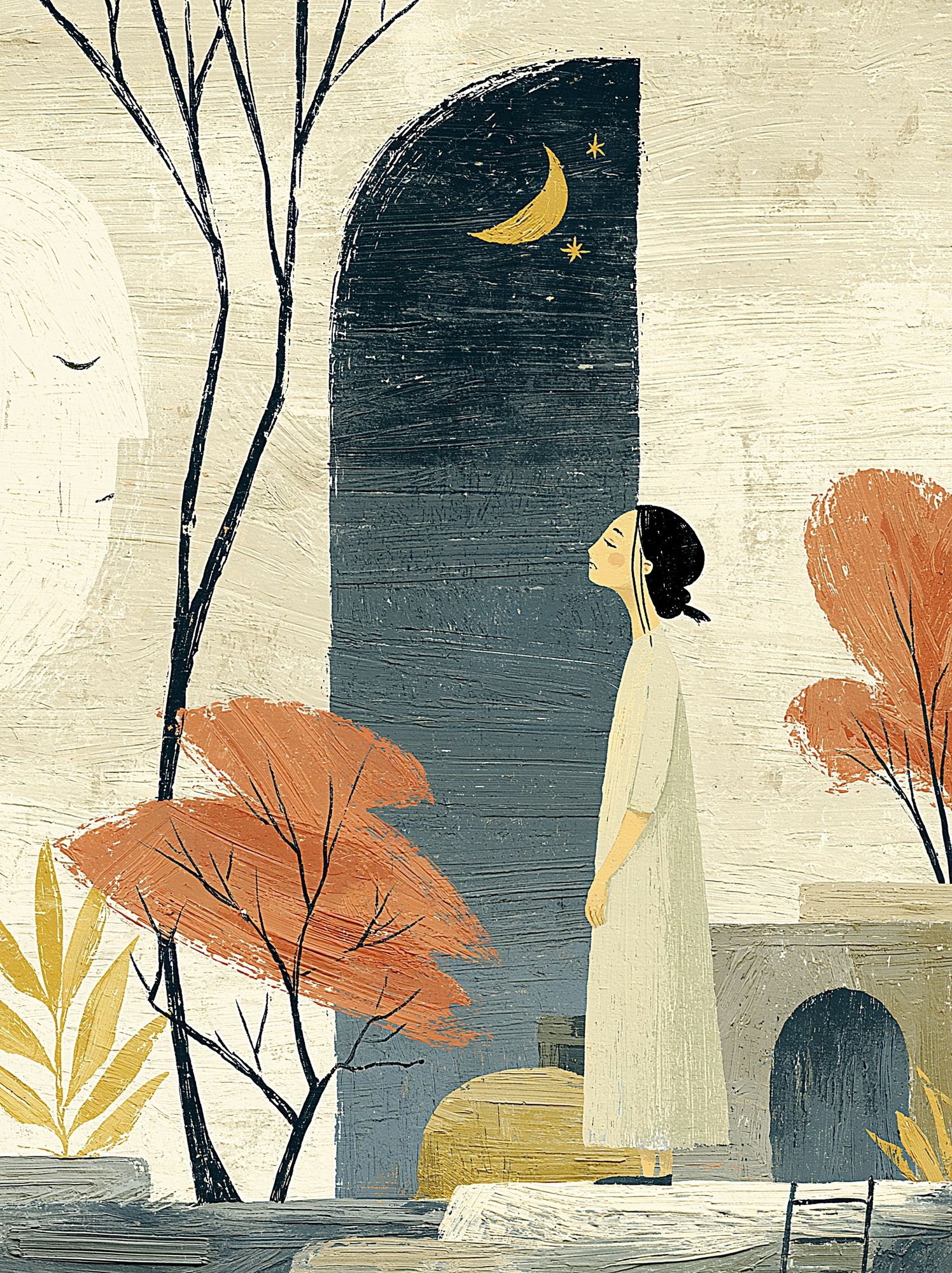 Moonlit Woman Illustration Poster. poster — illustration art