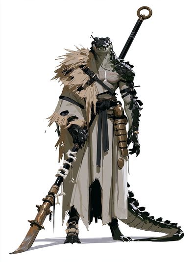 Armored Lizard Warrior Illustration Poster.