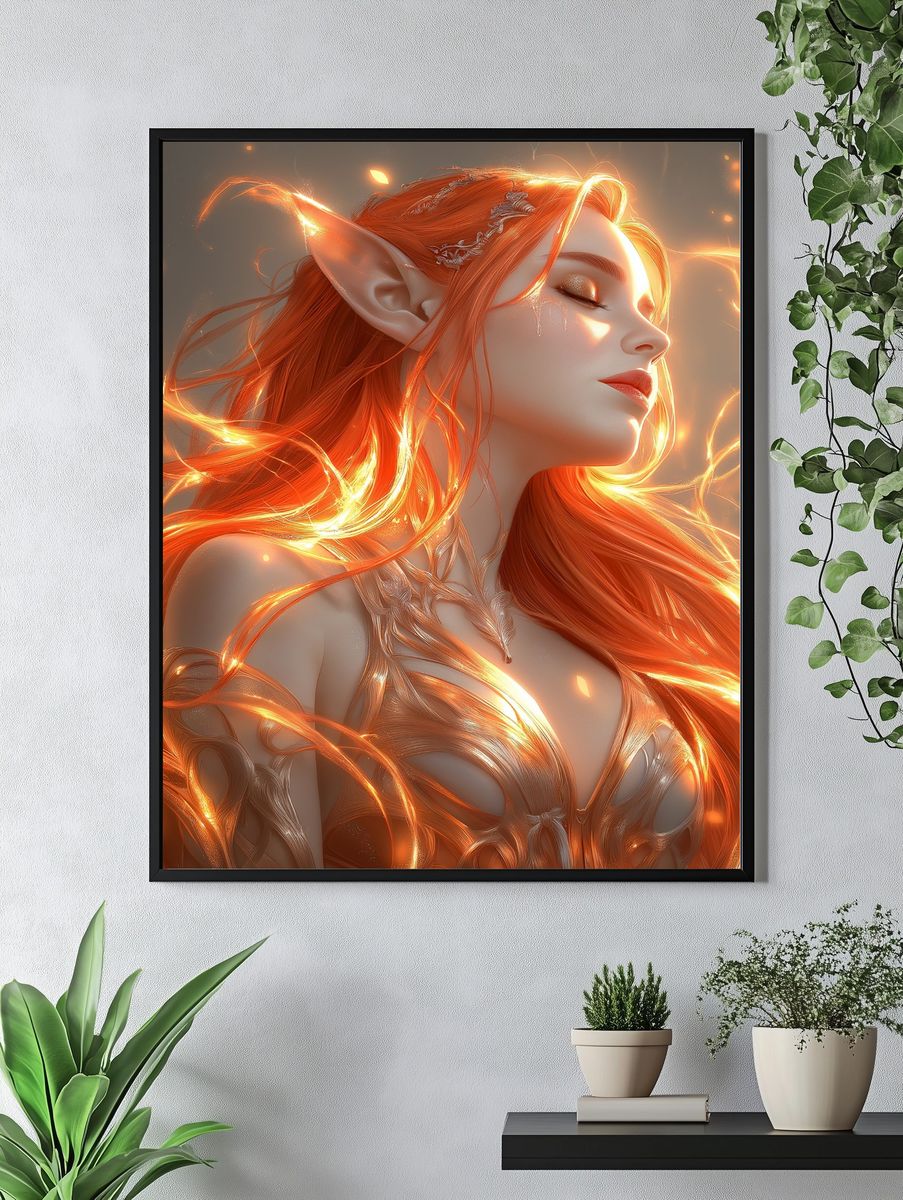 Elven Fire Portrait Print. — room view 4