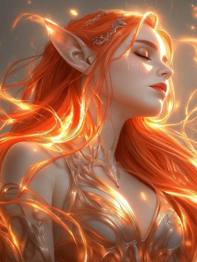 Elven Fire Portrait Print. poster