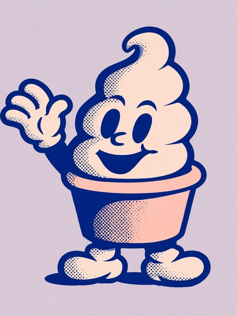 Smiling Soft Serve Cartoon Poster. poster — illustration art