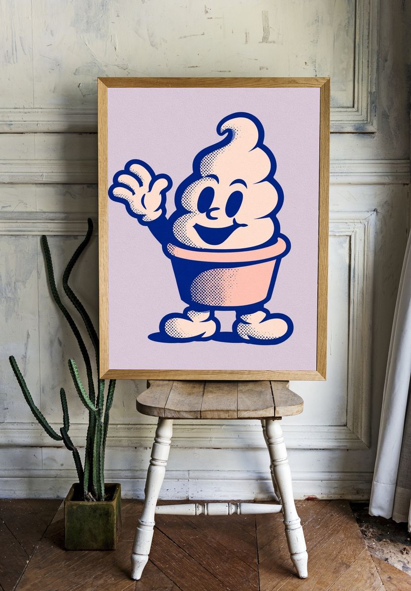 Smiling Soft Serve Cartoon Poster. room preview